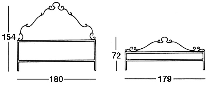 Detail of wrought iron Bed Art. 221