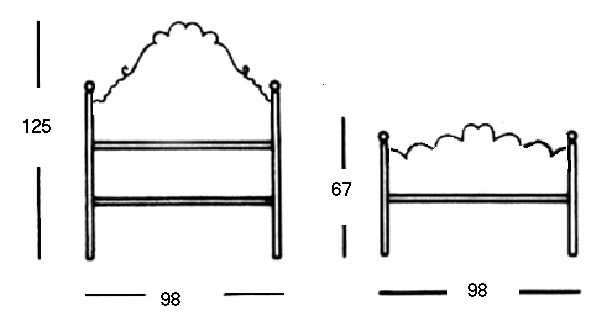 Dettaglio del Letto Art. 253 in ferro battuto