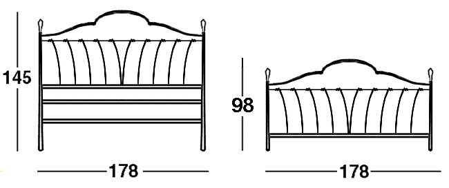 Dettaglio del Letto Art. 402 in ferro battuto