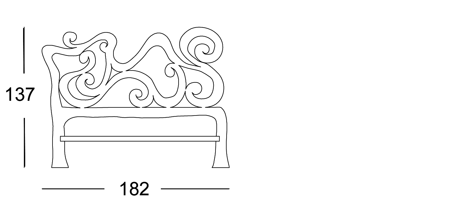 Detail of wrought iron Bed Art. 503 Libertà